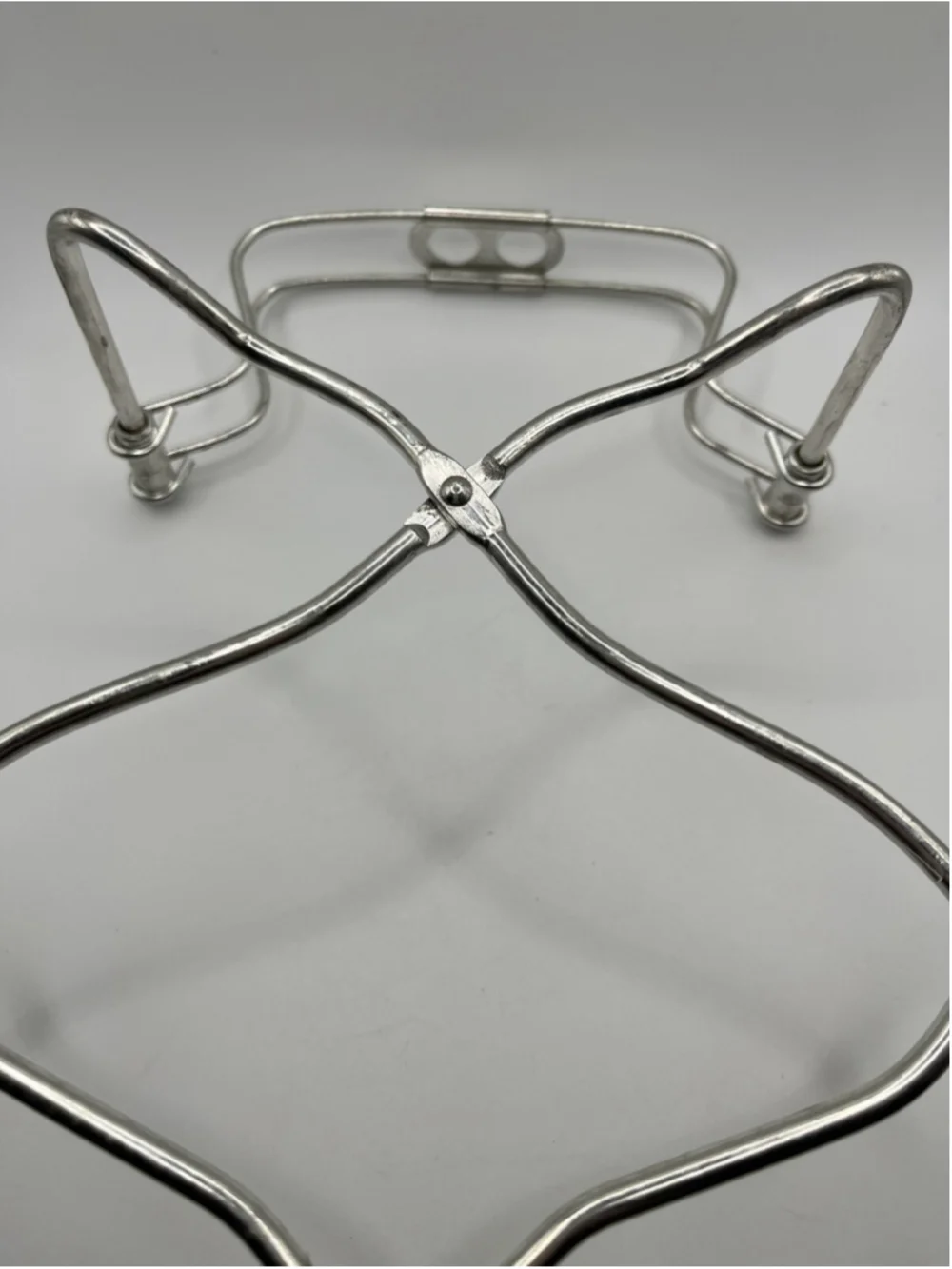 VINTAGE Chrome Silver Expandable Metal Trivet Casserole/Dish Holder ITALY SEE